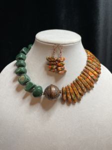 Asymmetric Green & Orange Stone