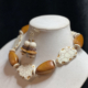 Natural White Turquoise Stone & Wood Necklace