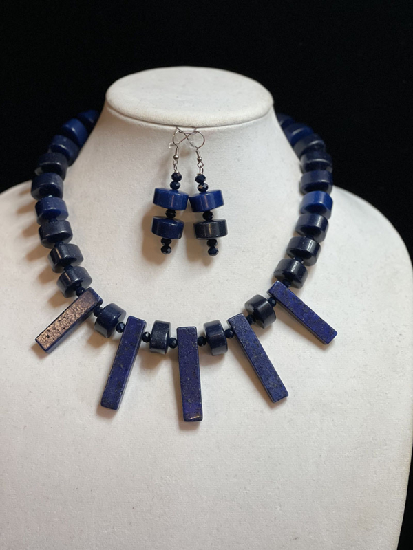 Lapis Stone & Glass Necklace