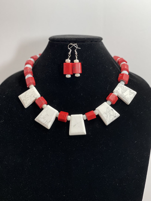 Bold Statement Red & White Howlite