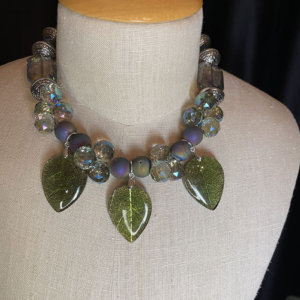 Agate Glass Leaves Statement