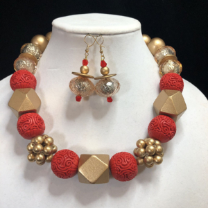 Chunky Asymmetric Red & Gold Statement