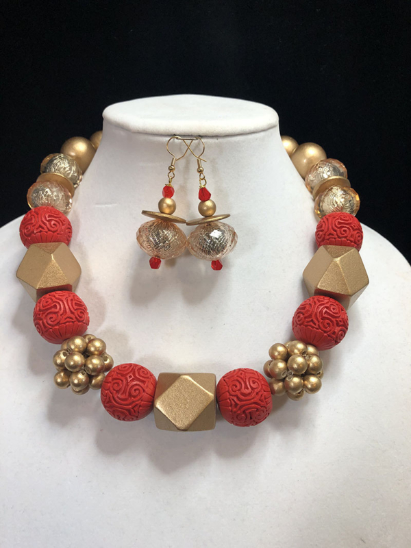 Chunky Asymmetric Red & Gold Statement