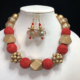 Chunky Asymmetric Red & Gold Statement