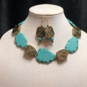Turquoise Stone & Metal Necklace